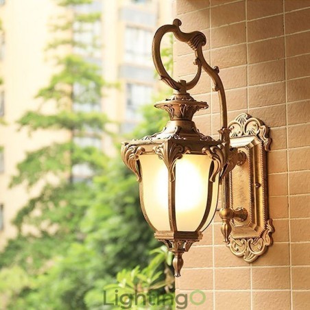 مصباح جداري منحوت مقاوم للماء بتصميم أوروبي عتيق للفناء والممر مصباح جداري منحوت مقاوم للماء بتصميم أوروبي عتيق للفناء والممر