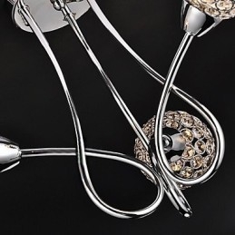 مصباح معلق معدني مطلي بالكهرباء من الكريستال، بتصميم عصري معاصر تقليدي كلاسيكي، مثبت بشكل مسطح
