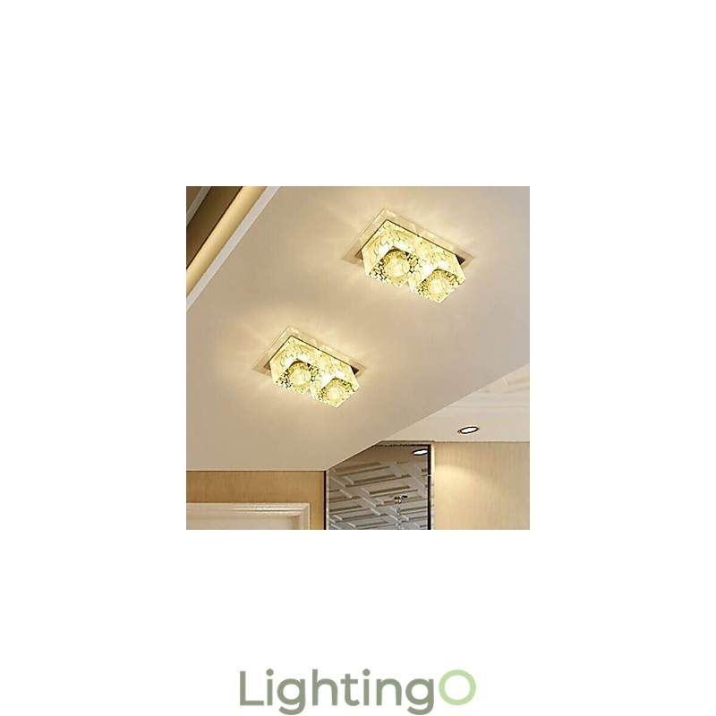 مصباح سقف كريستالي 27*15*5 سم، مصباح كشاف SMD 6 وات، مصباح أنبوبي إبداعي، ضوء قبة ملون