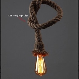 1 مصباح DIY فني من حبل القنب مصباح إسقاط إبداعي من حبل القنب