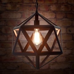 مصباح صناعي عتيق سداسي السطوح مصنوع من الحديد المطاوع بتصميم أصيل