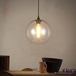 مصباح إضاءة متدلي بتصميم ريفي إبداعي على شكل كرة زجاجية برأس واحد