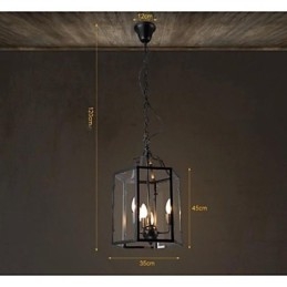 مصباح معلق معدني صغير بتصميم ريفي كلاسيكي عتيق على شكل فانوس لتناول الطعام